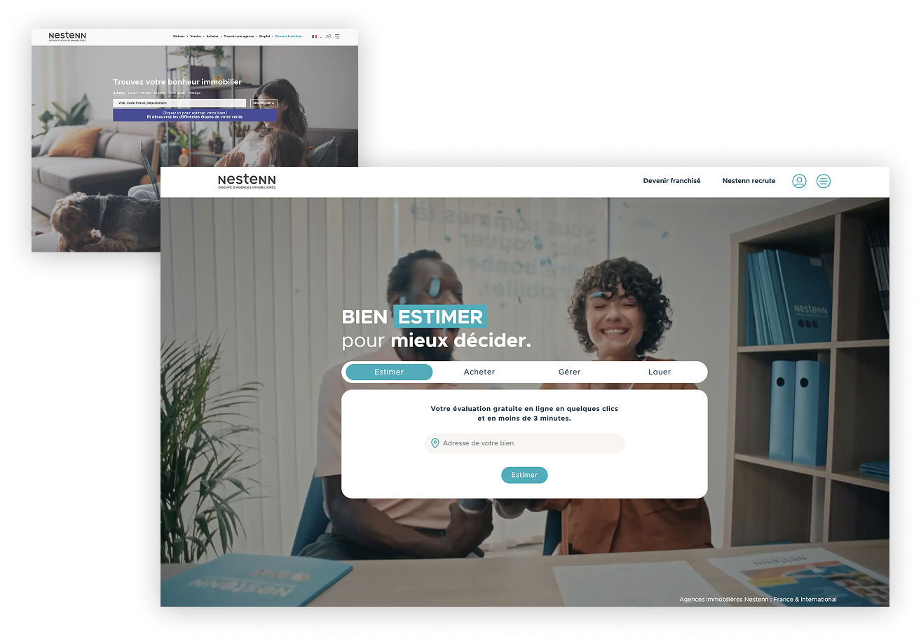 Page d’accueil du site immobilier Nestenn refondue en UX/UI