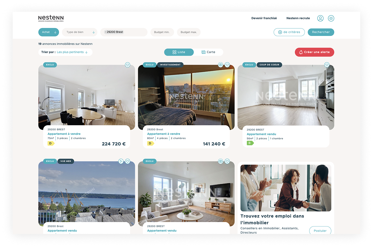 Interface d’annonce immobilière repensée sur Nestenn