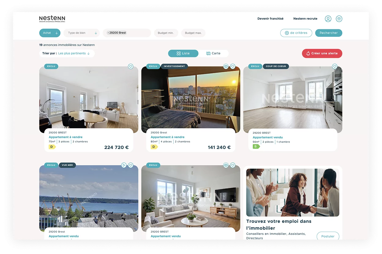 Interface d’annonce immobilière repensée sur Nestenn