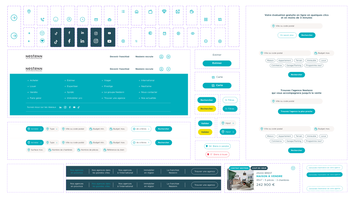 Design system pour site immobilier Nestenn sur Figma