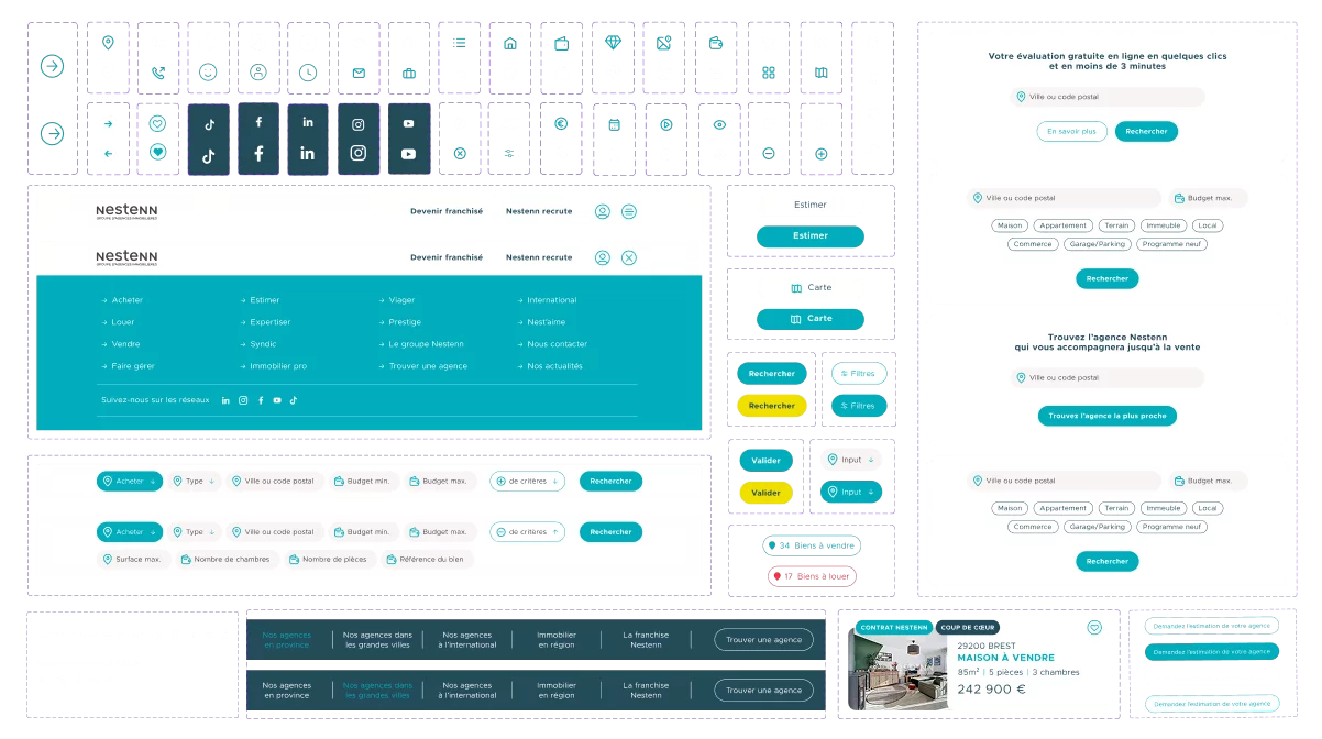 Design system pour site immobilier Nestenn sur Figma