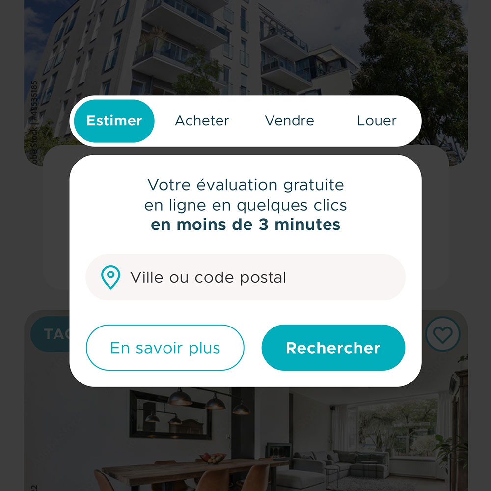 Interface d’estimation immobilière en ligne sur le site Nestenn