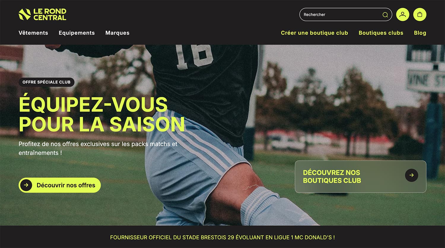 Page d'accueil du site e-commerce Le Rond Central